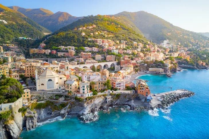 View over Golfo Paradiso along the Ligurian coast